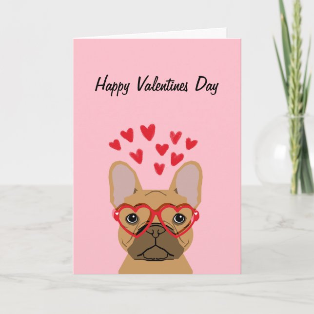 French Bulldog fawn valentines love card (Front)