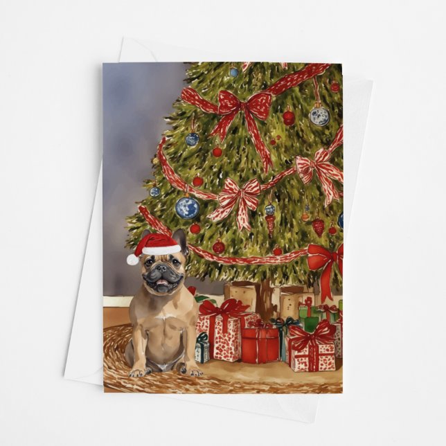 French Bulldog - Fawn Watercolor Christmas Tree Card (Creator Uploaded)