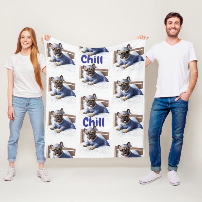 French Bulldog Festival Sleep Day Bulldog Fleece Blanket (In Situ)