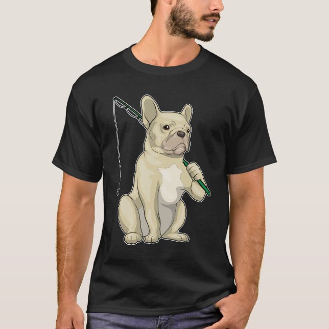 French Bulldog Fisher Fishing rod Fishing T-Shirt (Front)