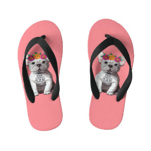 French Bulldog Flip Flops in Pink for Kids