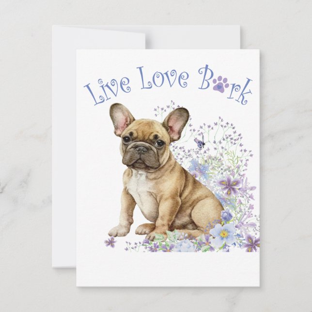French Bulldog Floral Card (Front)