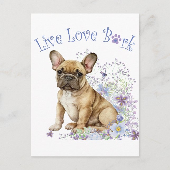French Bulldog Floral Postcard (Front)