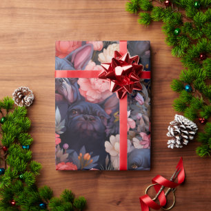 French Bulldog Floral Wrapping Paper