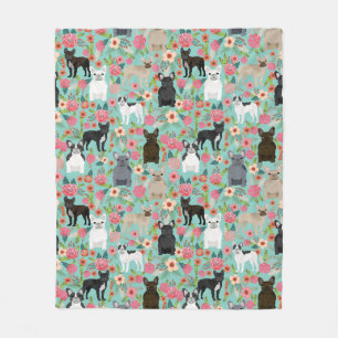 French Bulldog Florals Fleece Blanket