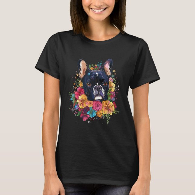 French Bulldog Flower Bouquet T-Shirt (Front)