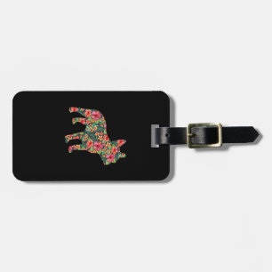 French Bulldog Flower Floral Frenchie Dog Silhouet Luggage Tag