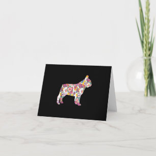 french bulldog flower pattern colorful dog gift card