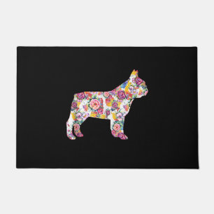 french bulldog flower pattern  colourful dog gift doormat