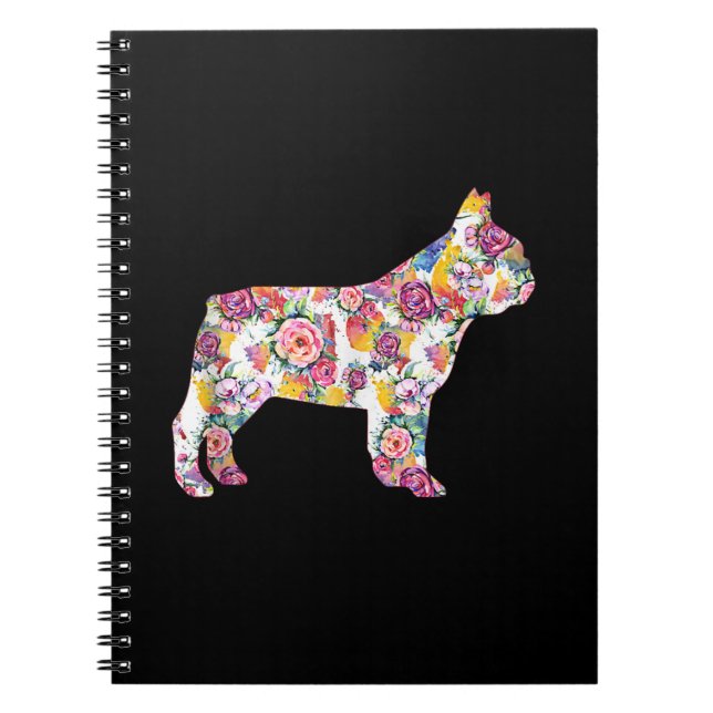 french bulldog flower pattern| colourful dog gift notebook (Front)