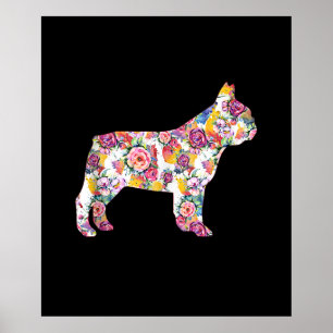 french bulldog flower pattern colourful dog gift poster