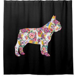 french bulldog flower pattern colourful dog gift shower curtain