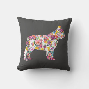French Bulldog Flower Pattern Frenchie Bulldogs Cushion