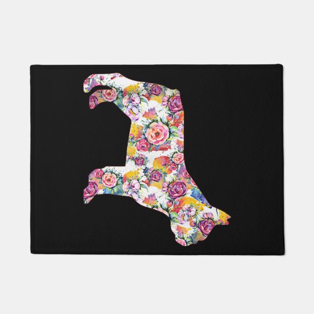 French Bulldog Flower Pattern Frenchie Bulldogs Doormat (Front)