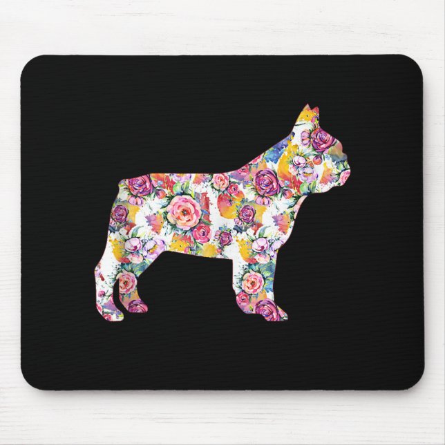 French Bulldog Flower Pattern Frenchie Bulldogs Mouse Mat (Front)