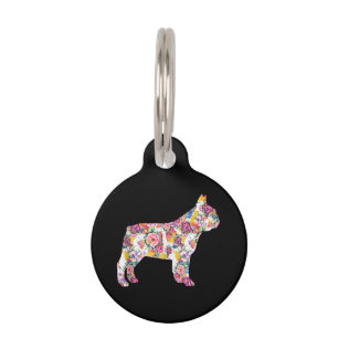 French Bulldog Flower Pattern Frenchie Bulldogs Pet Tag