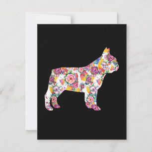 French Bulldog Flower Pattern Frenchie Bulldogs Thank You Card