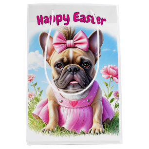 French Bulldog Flowers Easter French Bulldog Medium Gift Bag