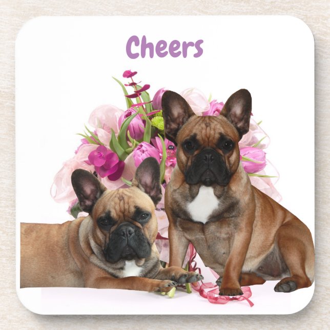 French Bulldog Flowers French Bulldog Celebration Coaster (Front)