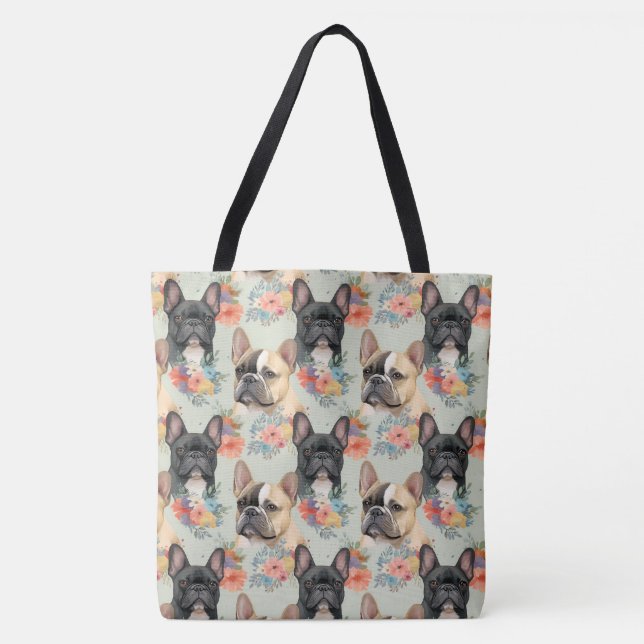 French Bulldog & Flowers Tote Bag (Front)