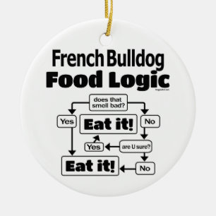 French Bulldog Food Logic Ceramic Tree Decoration
