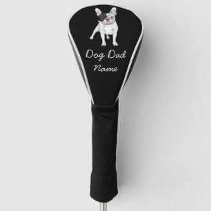 French Bulldog for dog dad with name on black Golf Head Cover