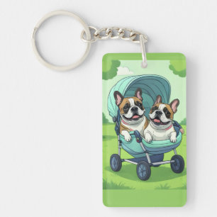 French Bulldog Französische Bulldogge Zwillinge Key Ring