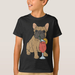 French Bulldog Frenchi Dog Drinking Juice T-Shirt