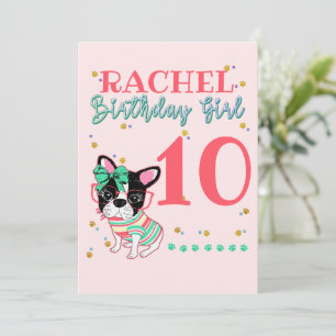 French Bulldog Frenchie Birthday Girl  Invitation