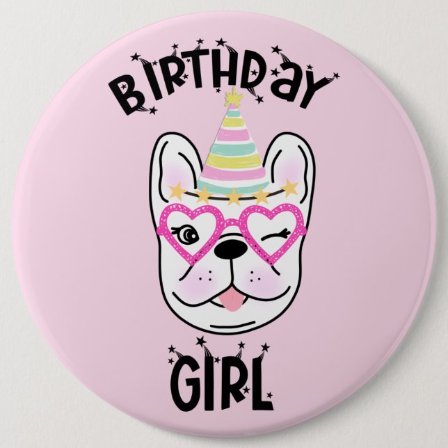 French Bulldog Frenchie Birthday Party Theme  6 Cm Round Badge (Front)