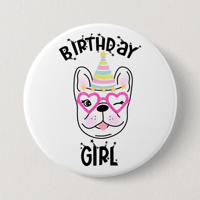 French Bulldog Frenchie Birthday Party Theme  7.5 Cm Round Badge (Front)