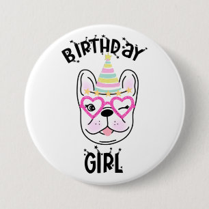 French Bulldog Frenchie Birthday Party Theme 7.5 Cm Round Badge