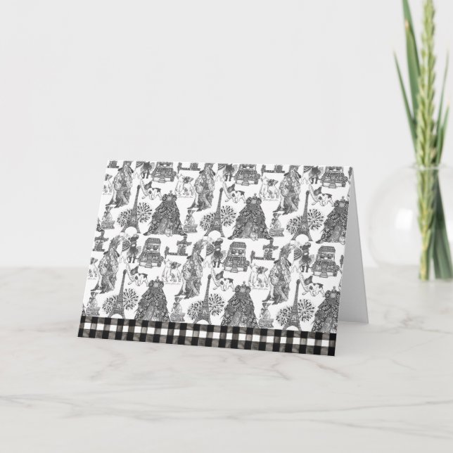 FRENCH BULLDOG Frenchie Black Toile Thank You Card (Front)