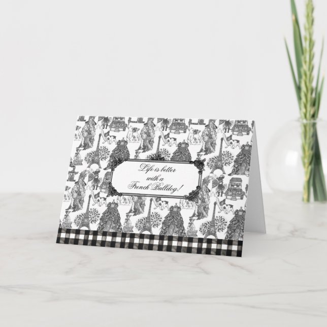 FRENCH BULLDOG Frenchie Black Toile Thank You Card (Front)