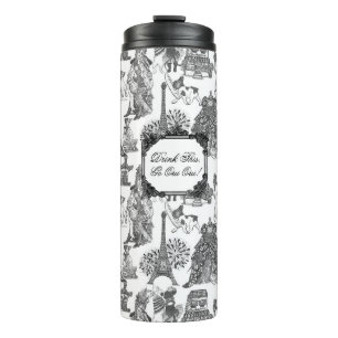 FRENCH BULLDOG Frenchie Black Toile Thermal Tumbler
