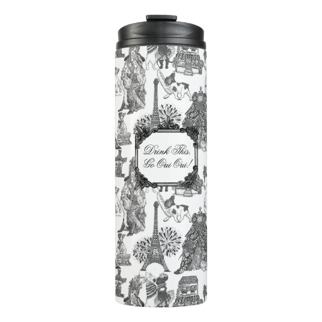 FRENCH BULLDOG Frenchie Black Toile Thermal Tumbler (Front)