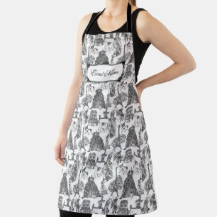 FRENCH BULLDOG Frenchie Black Toile w/Custom Name Apron