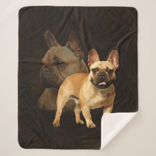 French Bulldog -Frenchie - Brown Plaid Sherpa Blanket