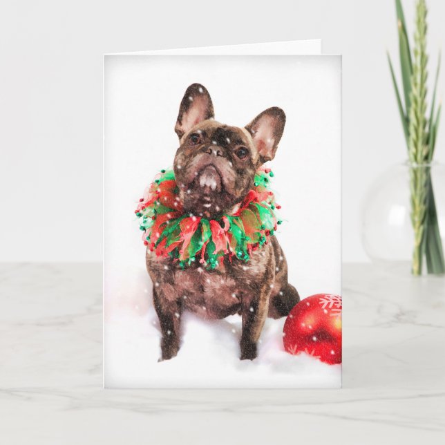 French Bulldog Frenchie Christmas Card (Front)