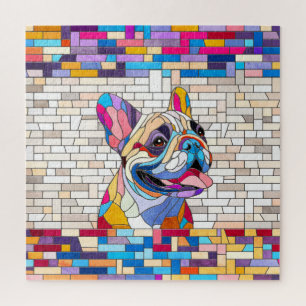 French Bulldog -Frenchie - colourful mosaic Jigsaw Puzzle