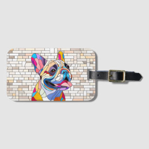 French Bulldog -Frenchie - colourful mosaic Luggage Tag