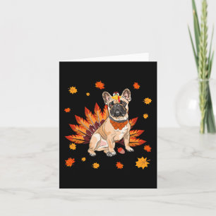 French Bulldog Frenchie Dog Maple Leaf Thanksgivin Card
