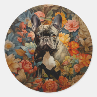 French Bulldog Frenchie Garden Tapestry Birthday Classic Round Sticker