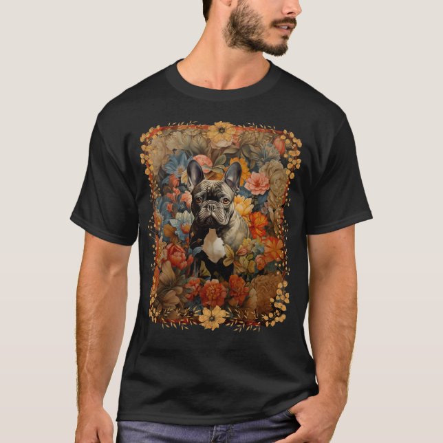French Bulldog Frenchie Garden Tapestry Birthday T-Shirt (Front)