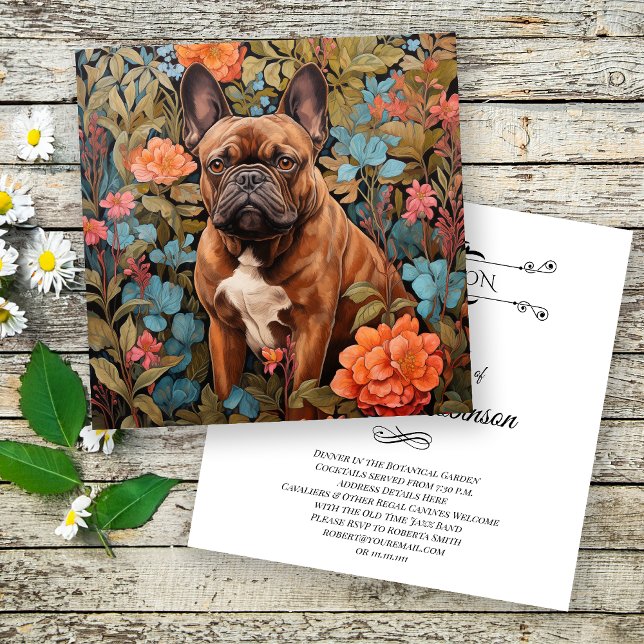 French Bulldog Frenchie Garden Tapestry Birthday Thank You Card (Creator Uploaded)