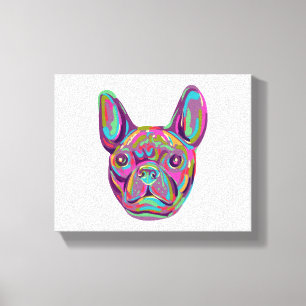 French Bulldog Frenchie head Pop art style Canvas Print