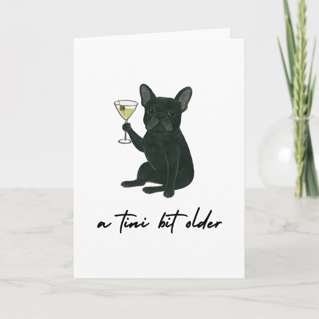 French Bulldog Frenchie Martini Birthday Card (Front)