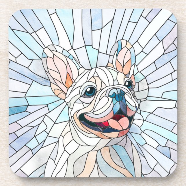 French Bulldog -Frenchie - pastel mosaic Coaster (Front)