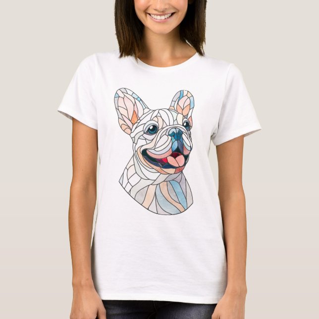 French Bulldog -Frenchie - pastel mosaic T-Shirt (Front)