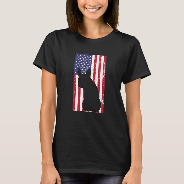 French Bulldog Frenchie Patriotic All American USA T-Shirt (Front)